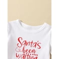 thumbnail image 4 of Genuiskids Newborn Baby Girls My 1st Christmas Outfits Outfits White Long Sleeve Letter Print Romper + Santa Claus Print Flared Pants + Headband, 4 of 9