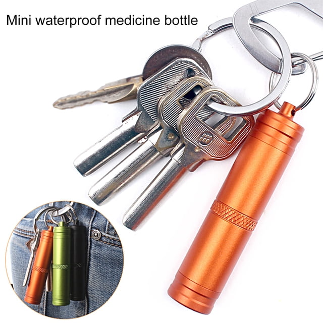 Pill Storage Case Vibrant Color Rust-proof Good Sealing Effect Waterproof Easy to Carry Store Pills Aluminum Alloy Keychain Tablet Pill Container Storage Organizer Case for Travel