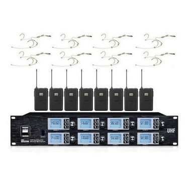Church Wireless System 8 x 100 Channels UHF Mic Professional Beige Headset Wireless Condenser Microphone for School Stage Theater