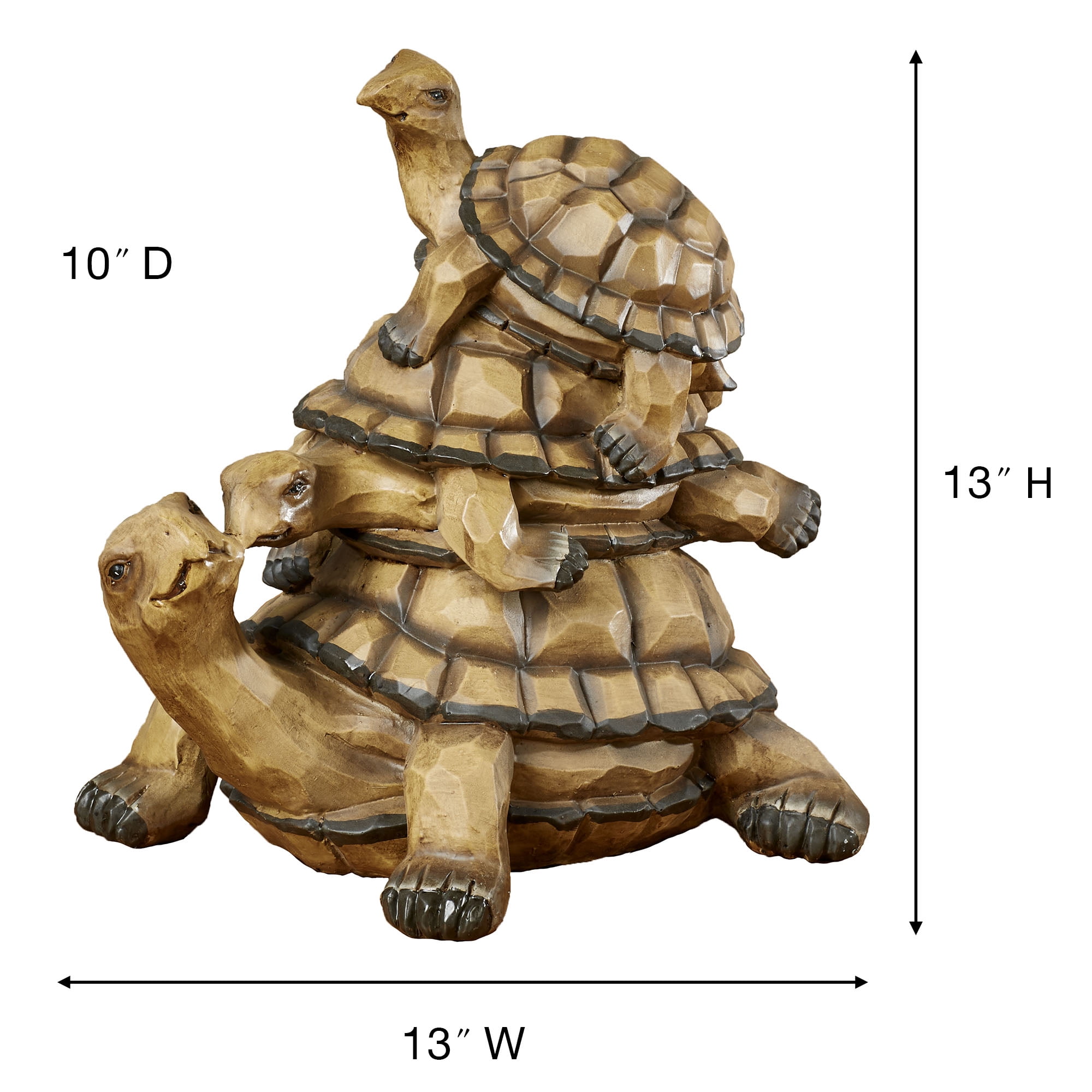 Indoor Outdoor Turtle Family Garden Sculpture Earth Tones 13”Wx10”Dx13”H