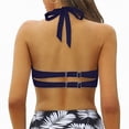 thumbnail image 5 of HCNTES Women's Halter Bikini Top Only Push Up Padded Swimsuit Top V Neck Twist Front Bathing Suit Tops Removable Bra Summer Dark Blue,L, 5 of 9