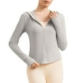 thumbnail image 2 of RongHuan Womens UPF 50+ Cropped Jacket Lightweight Zip up Sun Shirt Athletic Hoodie Jacket Casual Long Sleeve Tops, 2 of 5