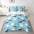 thumbnail image 2 of Manfei Halloween Bed in a Bag Queen size for Teens, Blue Bed Set, Kawaii Ghost Bat Reversible Bedding Queen Size, Breathable Bedroom Decorative, 7pcs, 2 of 6