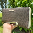 thumbnail image 4 of Michael Kors Jet Set Travel Large Continental Wallet Mk Brown Green Light Sage, 4 of 7