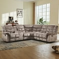 thumbnail image 2 of Bonzy Home Reclining Chair Sofa with Center Console, Hidden Storage & Cup Holders 5‑Seat Couch for Living Room & Meeting Room Camel, 2 of 7