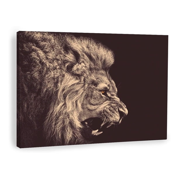 Cuadro Canvas León Para Sala Impresión Hd Con Bastidor 65x80