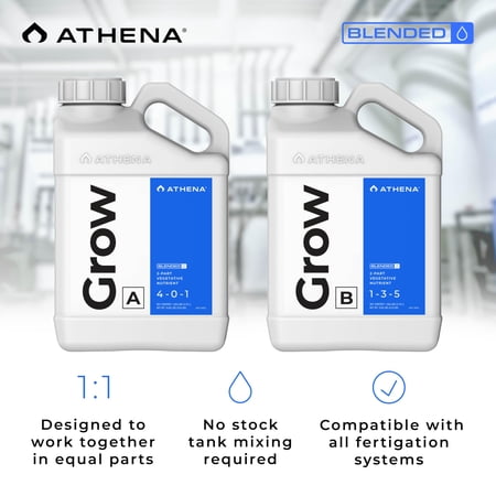 Athena Grow A&B (1 Gallon) - 2 Part Vegetative Hydroponic Nutrient - Balanced Formula for Vigorous Plant Growth