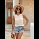 thumbnail image 4 of Suéter Corto para Mujer, Chaleco de Punto Sin Mangas, Top de Crochet con Dobladillo con Volantes, Camiseta Sin Mangas Beige L, 4 of 8