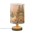thumbnail image 3 of Lamp Printed Gifts Table Lamp USB Bedside Desk Nightstand Lamp Wood Base for Bedroom Living Room Office Desk College Dorm Beautiful Winter Forest Painting, 3 of 7