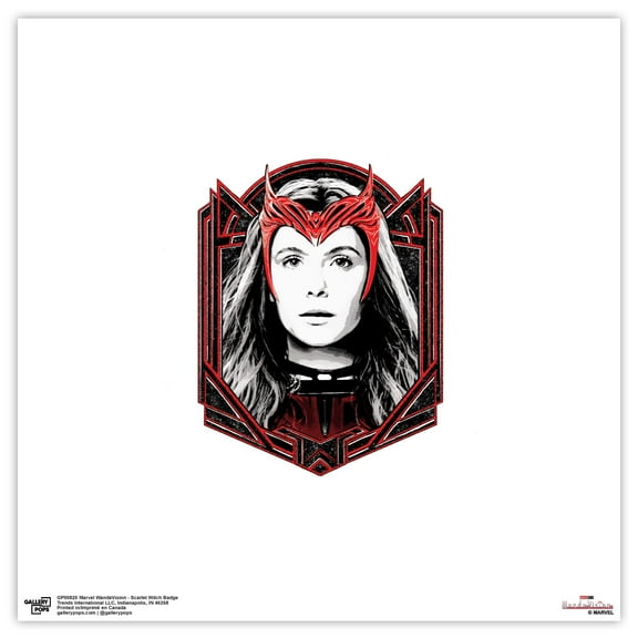 Gallery Pops Marvel WandaVision - Scarlet Witch Badge Wall Art, Unframed Version, 12" x 12"