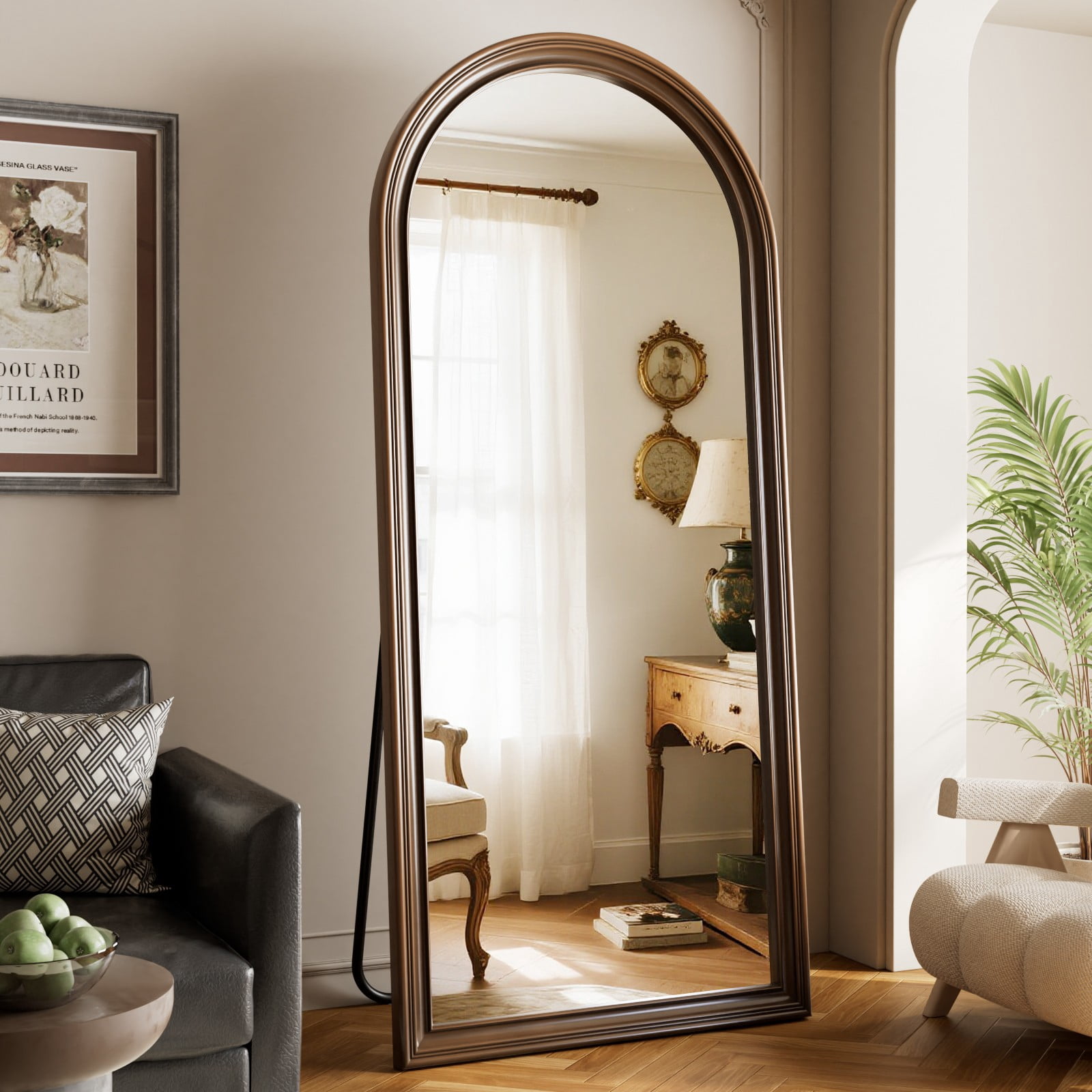 SHATTERVIEW 71"x32" Arched Full Length Mirror Floor Mirror Vintage Mirror, Antique Bronze