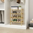 thumbnail image 2 of 4 Tier Bamboo Shoe Rack，Narrow Shoe Shelf for Closet，10 Pairs Shoe Storage Organizer for Entryway，Natural, 2 of 9