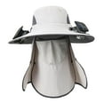 thumbnail image 1 of Sombrero de ventilador, sombrero de pescador para hombre y mujer, cubierta facial extraíble, protección solar Gris claro, 1 of 8