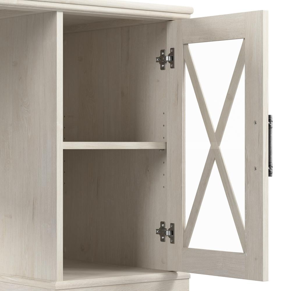 Bush Furniture Lennox Farmhouse 2 Drawer Lateral File Cabinet with Shelves in Linen White Oak