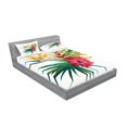 thumbnail image 2 of Ambesonne Floral Fitted Sheet & Pillow Sham Set, Wild Tropical Orchid, Queen, Fuchsia Forest Green, 2 of 2