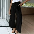 thumbnail image 3 of Viikei Womens Pants Clearance Plus Size Pants Solid Color High Waist Loose Mopping Long Cotton Linen Wide Leg, 3 of 5