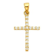 Precious Stars 14K Yellow Gold Cubic Zirconia Fancy Cross Pendant - No Chain, Pendant Only