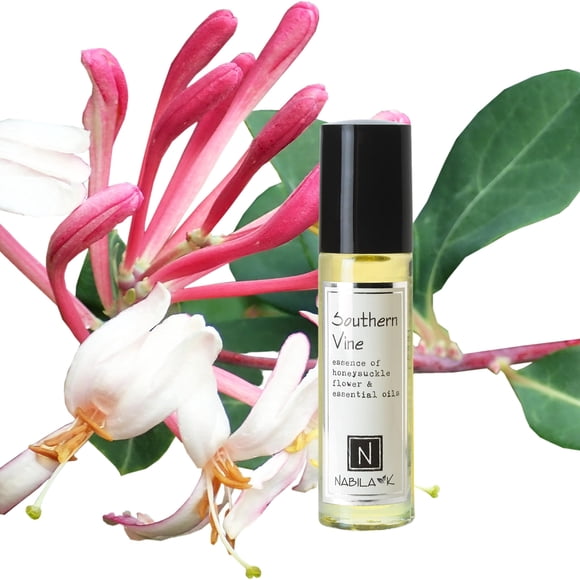 Nabila K Southern Vine Roll-On Perfume con aceite esencial de madreselva, sin alcohol, natural, fragancia orgánica de larga duración, perfume de tamaño de viaje para mujeres, aprobado por la TSA 0,3
