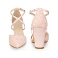 thumbnail image 5 of BLISSFUL STEP Pointed Toe Cross Straps Block Heel Lace Pumps for Women, 5 of 5