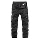 thumbnail image 1 of Pantalones largos para hombre, lavados con agua, para exteriores, informales, con bolsillo, cremallera sólida, rectos, de trabajo, 1 of 2