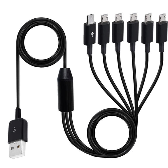 Tibvox USB 2.0 Type A Male to 6 Micro USB Male Splitter Y Data Sync and Charge Connector Adapter Cable 0.5m/1.5m