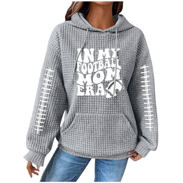 WEAIXIMIUNG Sweat-Shirt Rouge Femme Décontracté Football Sweat-Shirts Blouse Chemise Graphique Imprimé à Capuche Manches Longues Pull Sweat-Shirts