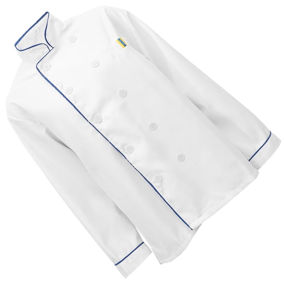 HONITANO 1Pack Chefs Shirt White with Blue Trim Breathable Comfortable for Cooking Costume in Kitchen
