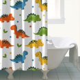 thumbnail image 4 of White Cartoon Dinosaurs Leaves Pattern Shower Curtain 72"x72" ,Bathroom Decorative Shower Curtains Set with 12 Hooks,Modern Waterproof Washable Shower Curtain, 4 of 6