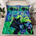 thumbnail image 2 of Homewish Kawaii Black Kitten Bed Sheets for Kids, Cartoon Cat Lover King Sheets, Vintage Oil Printing Sheet Set, Microfiber Bedroom Decor, 4-Piece, 2 of 7