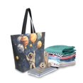 thumbnail image 2 of FORMRS Womens Canvas Tote Bag with Zipper Inner Pocket Shoulder Handbag, Watercolor Astronaut, 2 of 7
