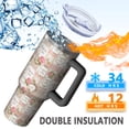 thumbnail image 5 of 40oz Pioneer Flower Floral Print Pattern Insulated Tumbler with Handle, BPA-Free Leak Proof Lid and Straws, Double Wall Vacuum, Hot 12h/Cold 34h, 5 of 6