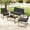 4 PCS-Black, variant on 4-Piece Patio Furniture Set, PE Rattan Outdoor Conversation Set with Tempered Glass Coffee Table, Ergonomic Wicker Patio Chairs with Cushions for Yard, Garden, Poolside, Balcony, Black