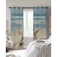 thumbnail image 4 of Blue Beige Coastal Beach Blackout Curtains for Bedroom Living Room Darkening Curtains 84 Inch Length 2 Panels Set Summer Ocean Wave Starfish Window Curtain Window Treatment Grommet Drapes 42"x84", 4 of 9