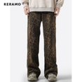 thumbnail image 4 of Pantalones vaqueros rectos de cintura alta estilo retro americano con estampado de leopardo estilo hip-hop para mujer, estilo informal estilo Y2K, estilo grunge, estilo urbano, 4 of 6