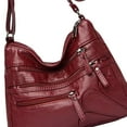 thumbnail image 3 of Women Shoulder Handbag Multiple Pockets Bag Ladies Purse Retro Fashion Tote - Red, 3 of 6