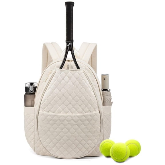 Quilted Tennis Pickleball Backpack with Racket Compartment, Lightweight Sports Travel Bag