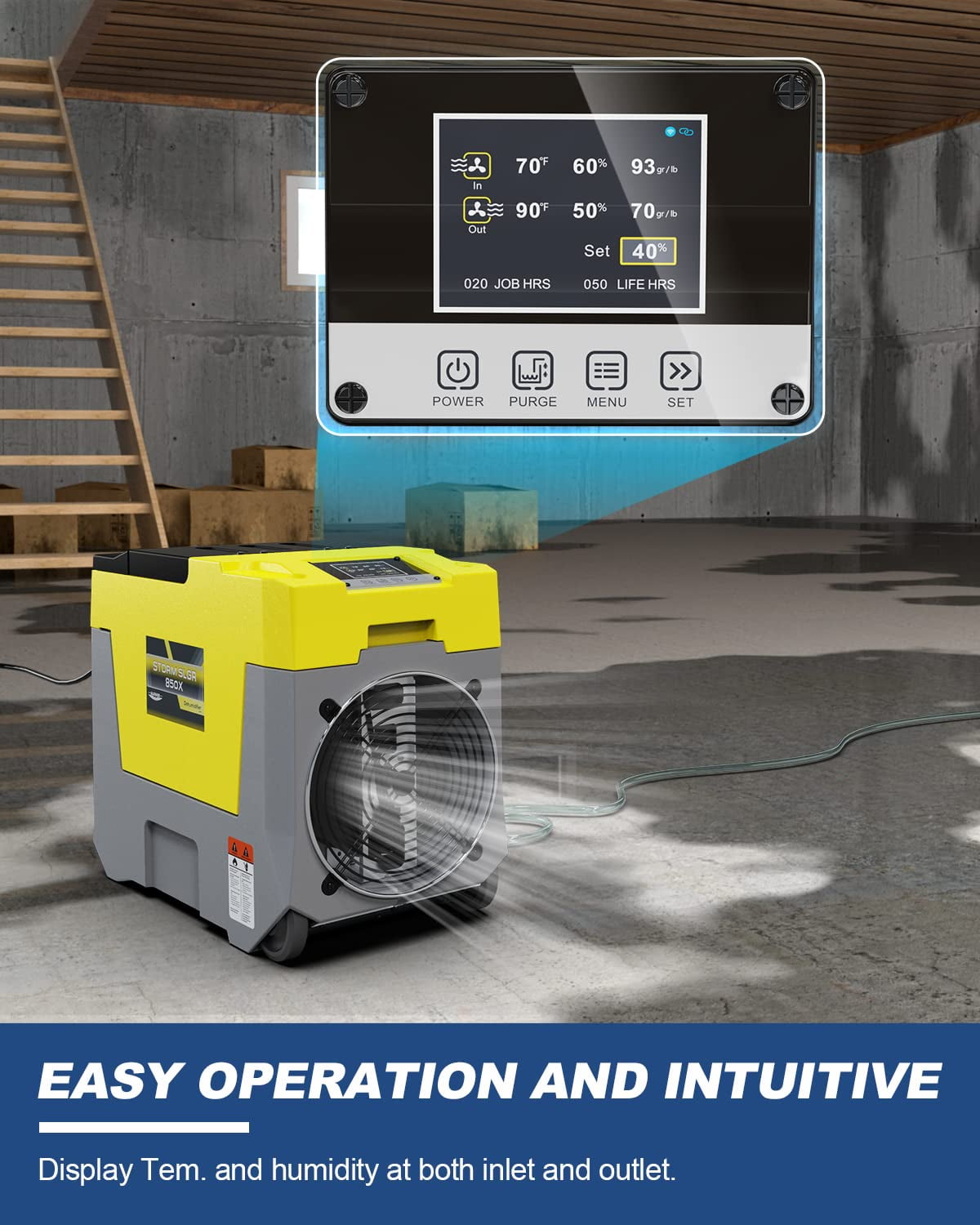 ALORAIR 180 Pints Commercial dehumidifiers with Pump Smart WiFi Control, Storm LGR 850X Industrial Dehumidifier for Water Damage Restore, Basement, Garage, Crawl Space, with 5 Years Limited Warranty