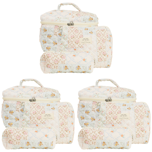 Cosméticos Floral Acolchada Algodón 3 Uds. Aseo para Mujer Con (flor Abeja)