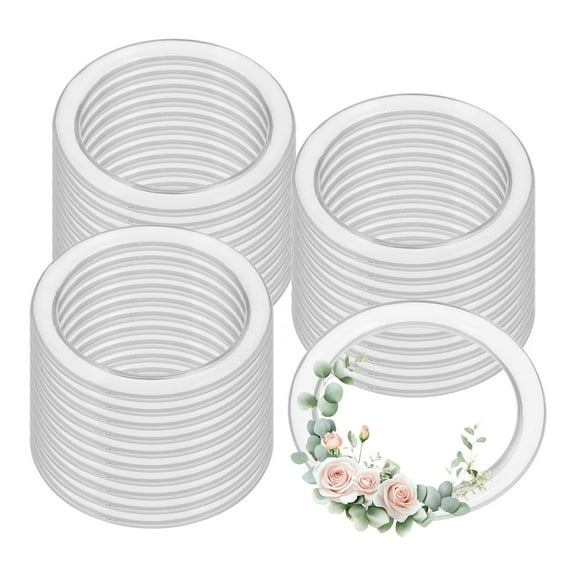 Uxcell 30 Pcs Dream Catcher Rings, 15.7 inch Floral Macrame Plastic O Rings DIY Round Plastic Hoops for Crochet Craft Making Wall Hanging Wedding Wreath Christmas, Clear