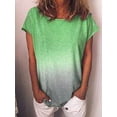 thumbnail image 5 of T-Shirt Femme Manches Courtes Col Rond Dégradé Décontracté, Vert, 4TG, 5 of 5