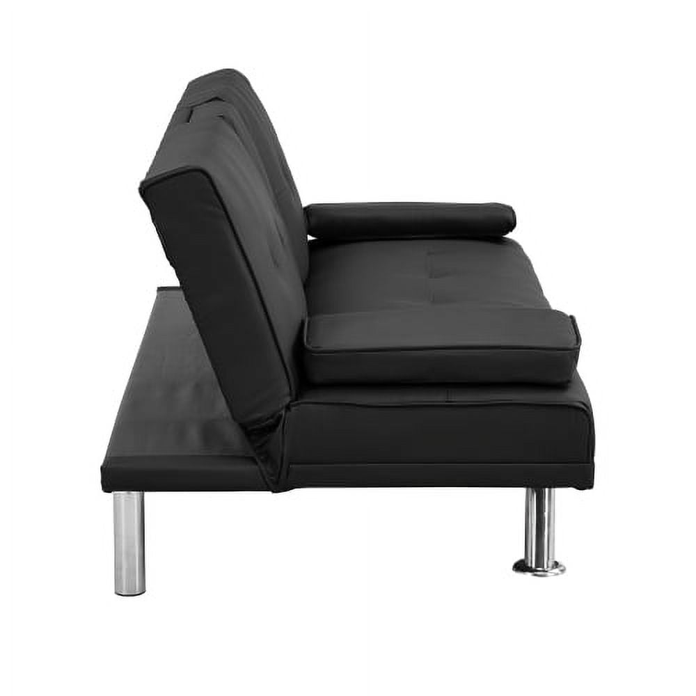 Derzers Adult Polyurethane 18.3'' Convertible Sofa Couch, Black
