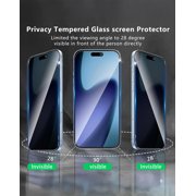 Apple iPhone 17 / iPhone 17 Pro Privacy Screen Protector, 2-Pack Shatterproof Tempered Glass Film 6.3