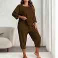 thumbnail image 2 of Vetsdori Plus Size Pajamas Sets for Women Long Sleeved PJS Soft Sets Nightwear,Spring Summer Sleepwear Plain Womens PJ Sets, 2 of 6