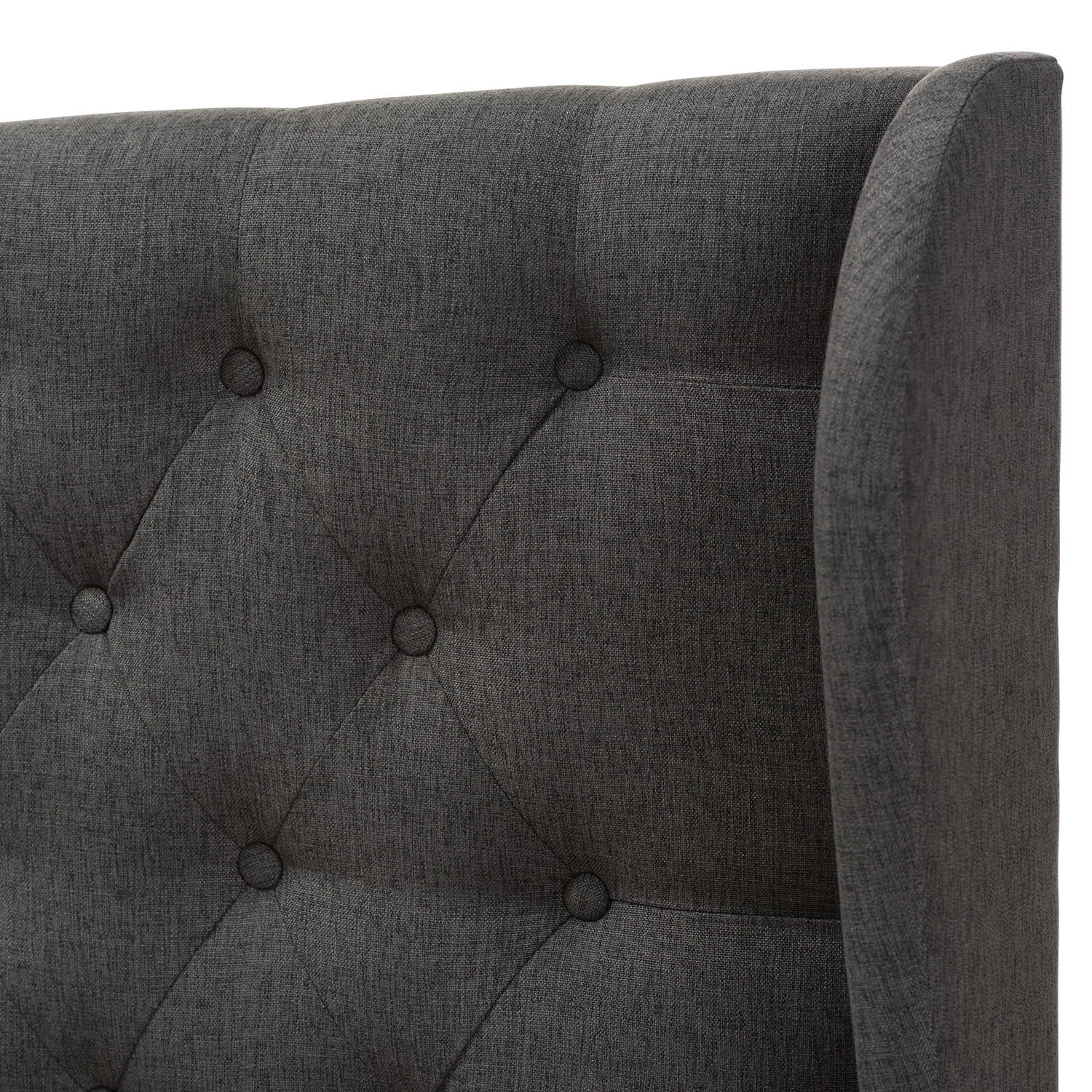 Baxton Studio Cadence Modern and Contemporary Dark Grey Fabric Button-Tufted King Size Winged Headboard,Wholesale