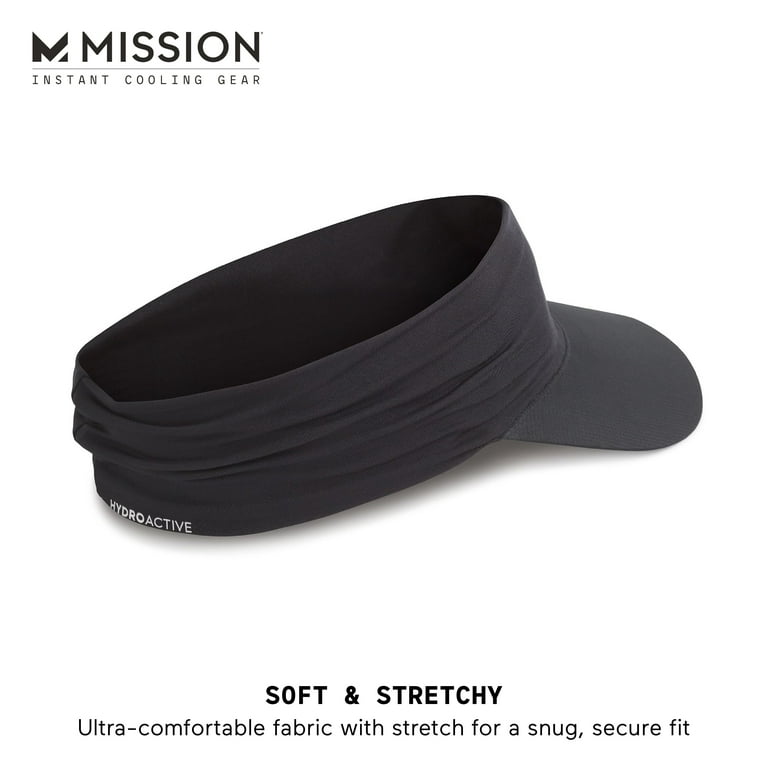 MISSION Cooling Band, Black No Lightweight Slip UPF Hat One Unisex, 50, Size, Visor