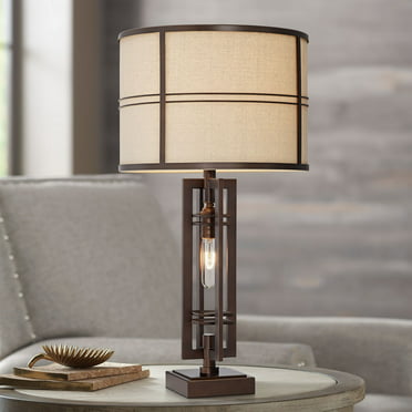 Franklin Iron Works Industrial Table, Picket Oil Rubbed Bronze Table Lamp With Usb Porticos
