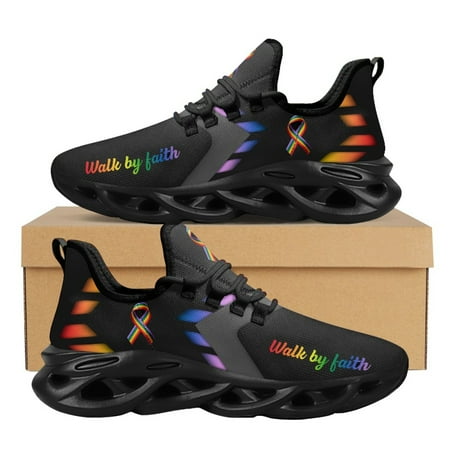 

Autism Awareness Running Shoes for Women Cushion Running Wears Anti Slip Walking Sneakers Faith Hope Love Ladies Footwear