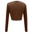 thumbnail image 6 of Riforla Women's Sexy Long Sleeve Crop Top 2024 Crew Neck Basic Fitted Tight Cropped T Shirts V Neck Tee Graphic Was Out Long Sleeve Coffee S, 6 of 6