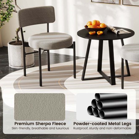 Costway - Dining Chair Set of 2 with Curved Backrest Padded Seat & Metal Legs for Dining Room - Gray