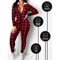 thumbnail image 3 of KelaJuan Women's Christmas Pajamas Romper Cute Print Long Sleeve Zip Up Hooded Jumpsuit Sleepwear, 3 of 6